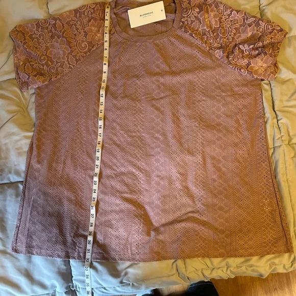 BloomChic Dusty Pink Women's Short Sleeve Lace Top Size 26 New - Picture 5 of 7